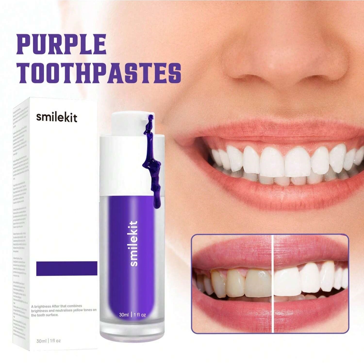 Teeth Whitening Xylitol - مصل مصحح أرجواني فعال لتبييض الأسنان،