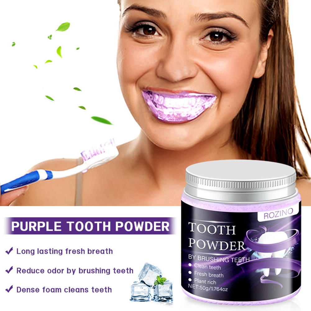 Teeth Whitening For Photos - مسحوق أسنان أرجواني أبيض يزيل البقع