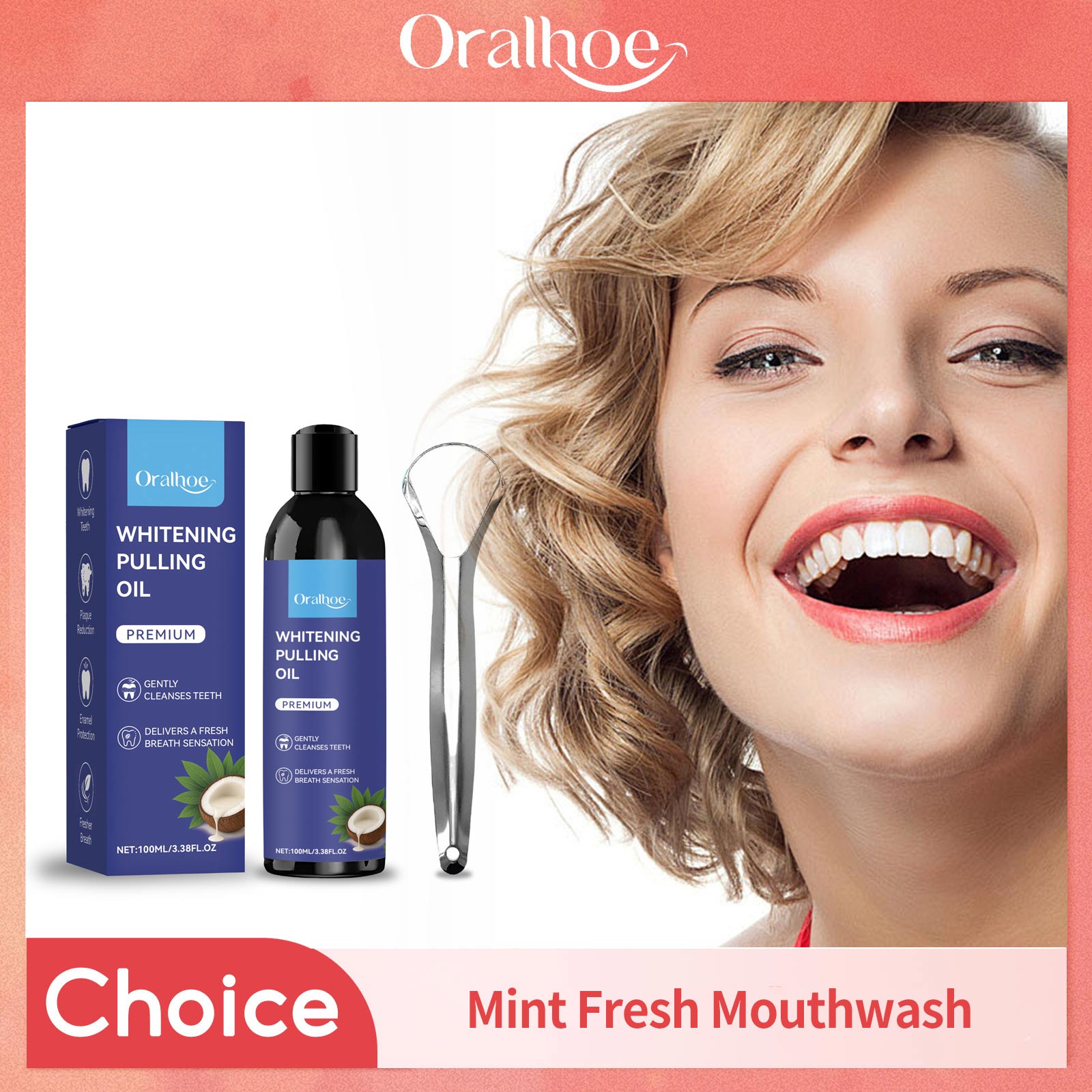 زيت سحب جوز الهند مع مكشطة الل - مراجعة Teeth Whitening Oil Pulling وسعره