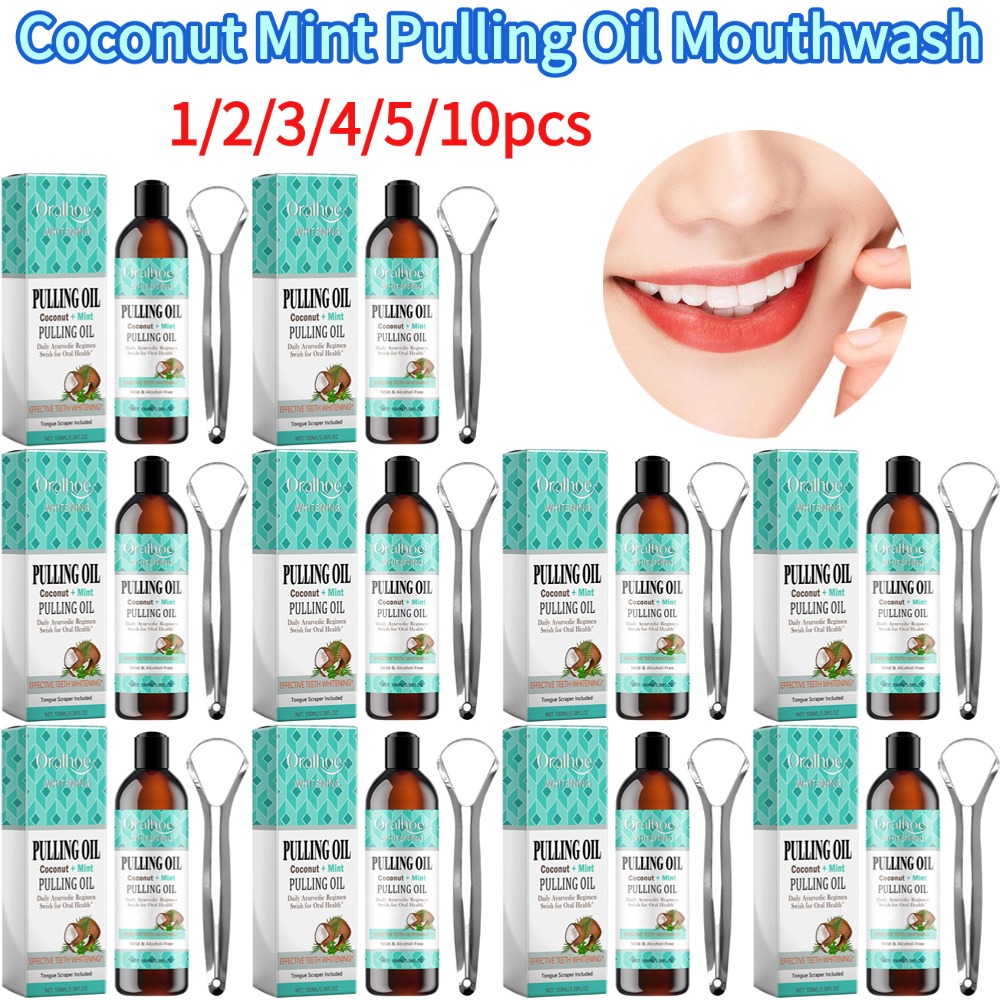 جوز الهند النعناع سحب النفط غس - مراجعة Teeth Whitening Oil Pulling وسعره