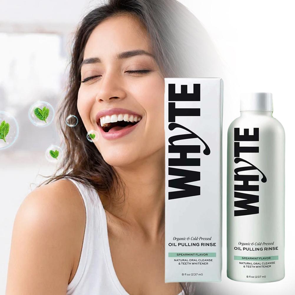 زيت فم عضوي من WHYTE بطعم النع - مراجعة Teeth Whitening Oil Pulling وسعره